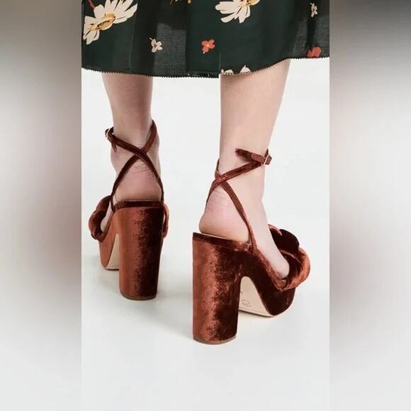 Loeffler Randall Fae Velvet Open Toe Platform Heels Sandals Sz 6 NIB Spice $425 - Picture 15 of 16